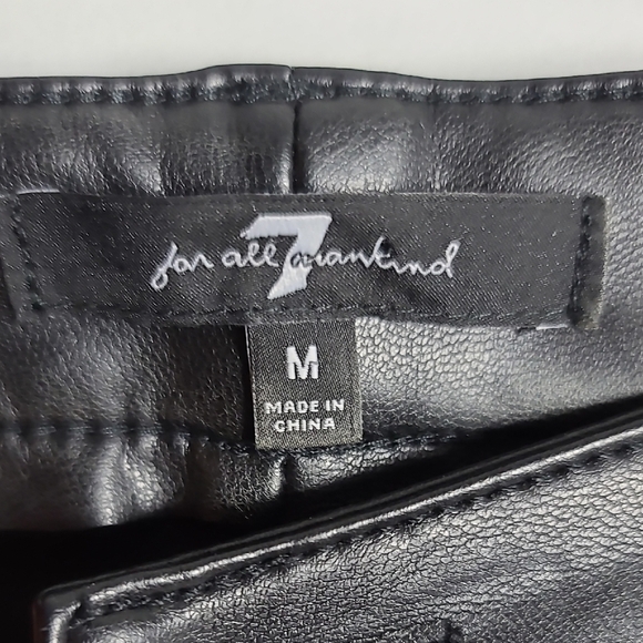 7 FOR ALL MANKIND Black Faux Leather Women Skinny Jeans Size Medium - Picture 2 of 14